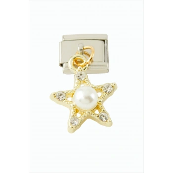 Yıldız İnci Sallatılı Çelik Charm