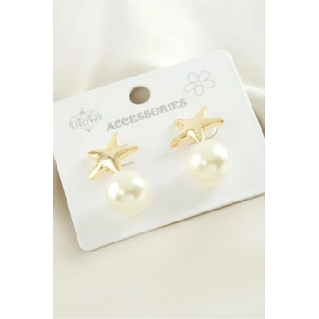 Yıldız Metal İnci Küpe