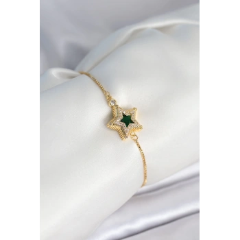 Yıldız Model Asansörlü Gold Renk Kadın Bileklik - TJ-BB8013