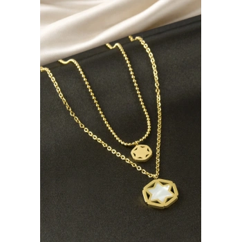 Yıldız Sedef Çelik İkili Kolye