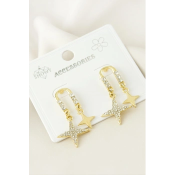 Yıldız Taşlı Metal Küpe