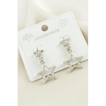 Yıldız Taşlı Metal Küpe