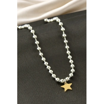 Yıldız Top Zincir Çelik Kolye