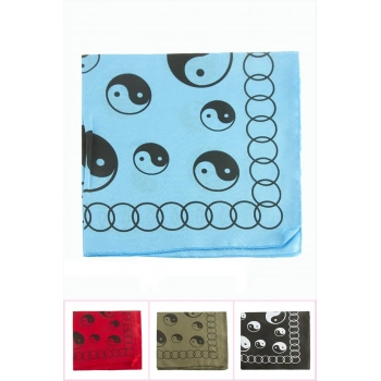 Yin Yang Desenli Keten Bandana 50*50