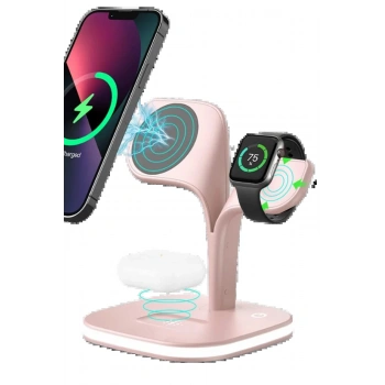 YM-UD22 Kablosuz Şarj Masaüstü Set - Pembe