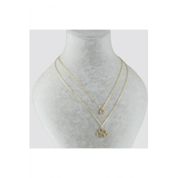 Yonca Figürlü İkili Kolye