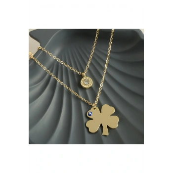 Yonca İsim Yazılabilir Boş Plaka İkili Kolye