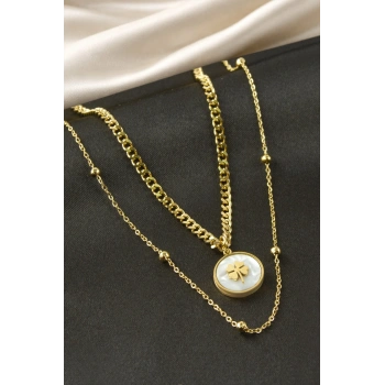 Yonca Sedef Çelik İkili Kolye