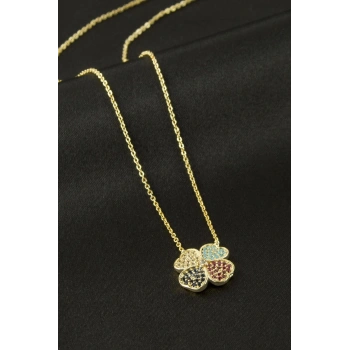 Yonca Zirkon Taşlı Kolye