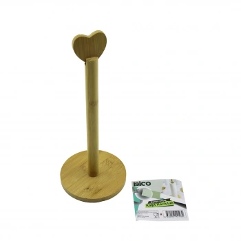 YUVARLAK ALTLIK - ÇAP=12CM  AHŞAP BAMBU KAĞIT HAVLULUK KALP BAŞLI SAP=28.5CM (4887)