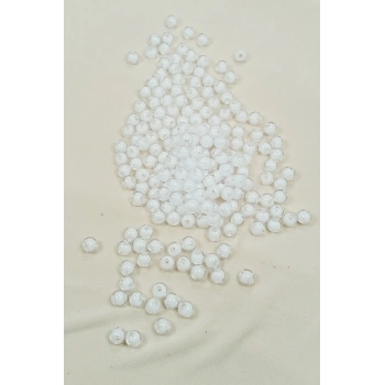 Yuvarlak Boncuk İçten Boncuklu Bileklik Çanta Boncuğu 8 mm 50 gr Beyaz - BNC470