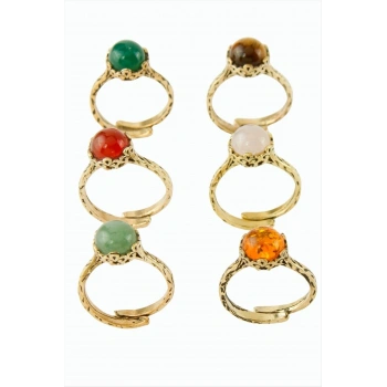 Yuvarlak Doğaltaşlı Otantik Yüzük