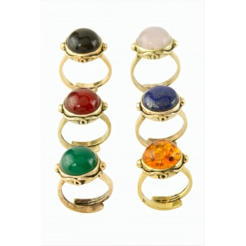 Yuvarlak Doğaltaşlı Otantik Yüzük