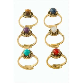 Yuvarlak Doğaltaşlı Otantik Yüzük