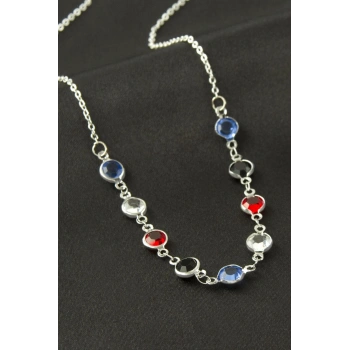 Yuvarlak Kristal Taşlı Kolye