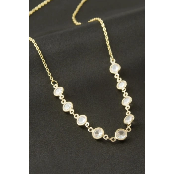 Yuvarlak Kristal Taşlı Kolye