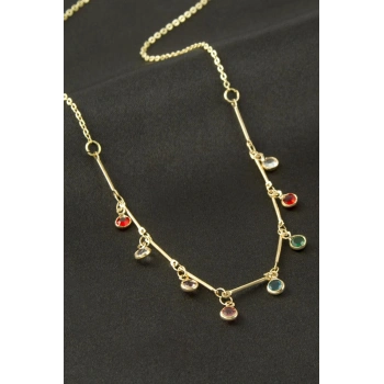 Yuvarlak Kristal Taşlı Kolye