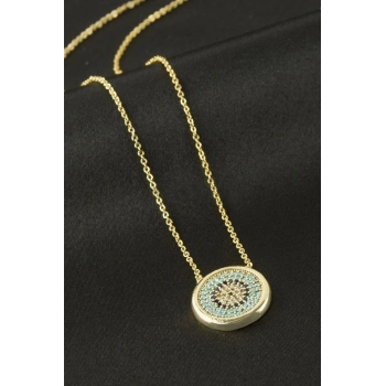 Yuvarlak Nazar Zirkon Taşlı Kolye