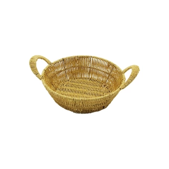 YUVARLAK PLASTİK HASIR EKMEK - ÇOK AMAÇLI SEPET KULPLU - METAL İSKELET TABAN:18CM - AĞIZ:24CM DERİNLİK:8CM (4887)