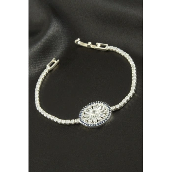 Yuvarlak Zirkon Taşlı Çocuk Bileklik 16 cm