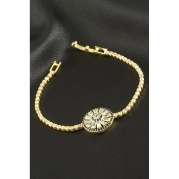 Yuvarlak Zirkon Taşlı Çocuk Bileklik 16 cm