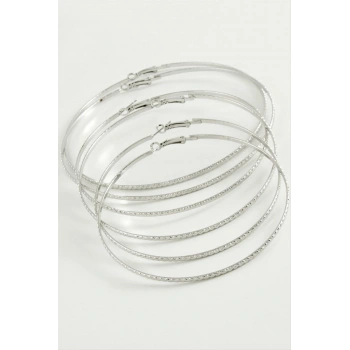 Zikzak Desenli Metal Halka Küpe 6 Adet