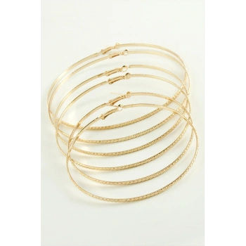 Zikzak Desenli Metal Halka Küpe 6 Adet