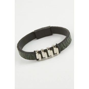 Zikzak Kaliteli Mıknatıslı Suni Deri Bileklik