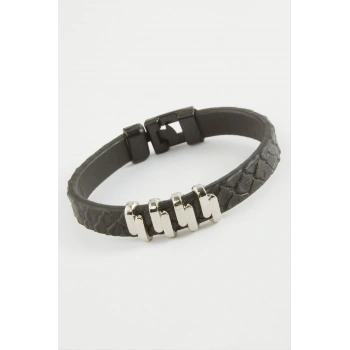 Zikzak Kaliteli Suni Deri Bileklik