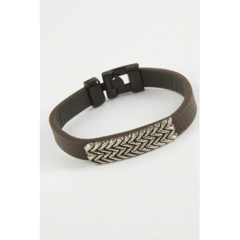 Zikzak Kaliteli Suni Deri Bileklik