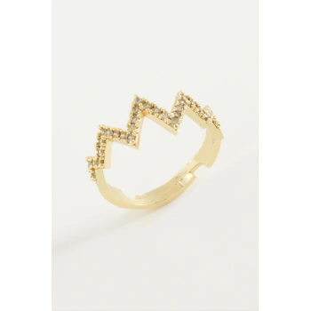 Zikzak Taşlı Metal Yüzük