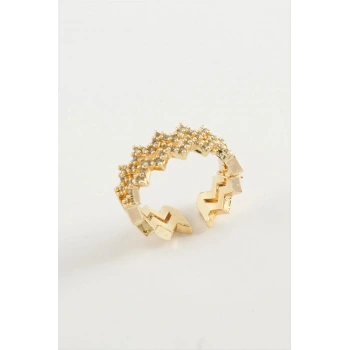 Zikzak Zirkon Taşlı Yüzük