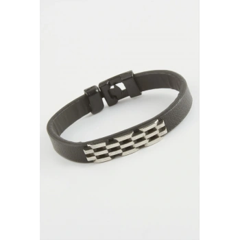 Zincir Desenli Kaliteli Suni Deri Bileklik