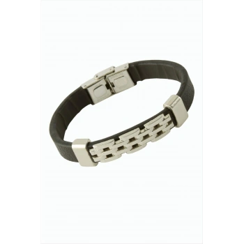 Zincir Desenli Lüks Deri Bileklik