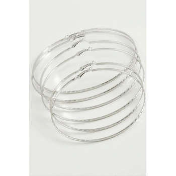 Zincir Desenli Metal Halka Küpe 6 Adet