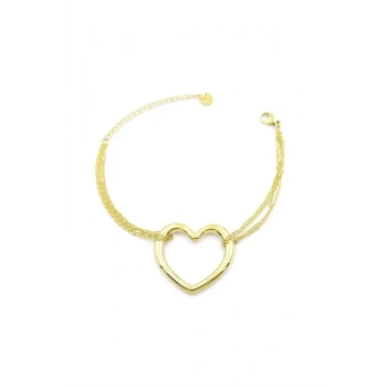 Zincir Kalp Bileklik - Altın