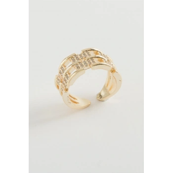 Zincir Şekilli Zirkon Taşlı Yüzük