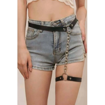 Zincirli Ayarlanabilir Şık Deri Jartiyer Harness - Brf961