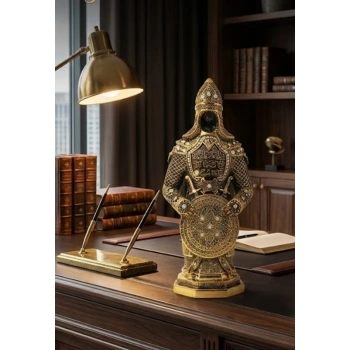 Zırhlı Cevşen Ayetli Asker Gold Biblo Sert Polyester İnce Detaylı İşçilik Taş İşlemeli 23 cm