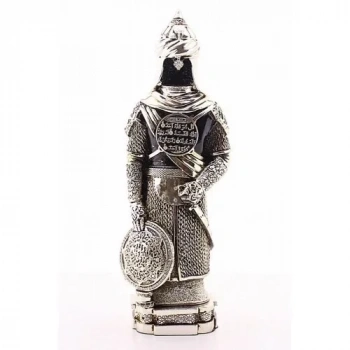 Zırhlı Cevşen Ayetli Asker Gümüş Biblo 3 Boyutlu Büyük Boy 32 cm-017