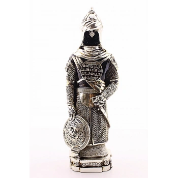 Zırhlı Cevşen Ayetli Asker Gümüş Biblo 3 Boyutlu Büyük Boy 32 cm-017