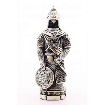Zırhlı Cevşen Ayetli Asker Gümüş Biblo 3 Boyutlu Küçük Boy 24 cm-022