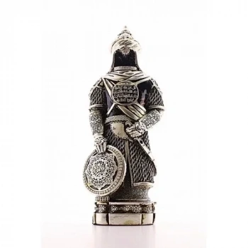 Zırhlı Cevşen Ayetli Asker Gümüş Biblo 3 Boyutlu Küçük Boy 24 cm-022