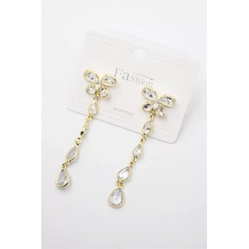 Zirkon Taşlı Küpe - Altın