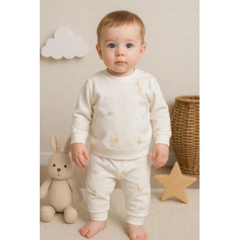 Zürafa Desenli 2 Parça Erkek Bebek Takım % 100 Pamuk