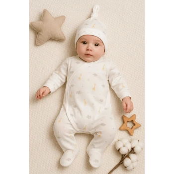 Zürafa Desenli 2 Parça Erkek Bebek Tulum % 100 Pamuk