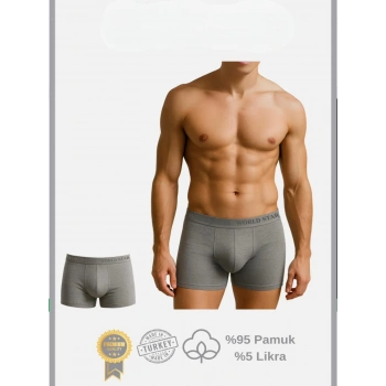 MARSiLYAN- Pamuklu Düz Gri Renk Erkek Boxer
