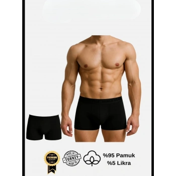 MARSiLYAN- Pamuklu Düz Siyah Renk Erkek Boxer