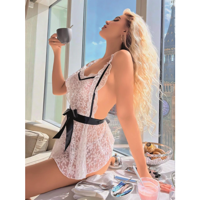 MARSiLYAN- Kadın Dantelli Fantazi Gecelik Takım