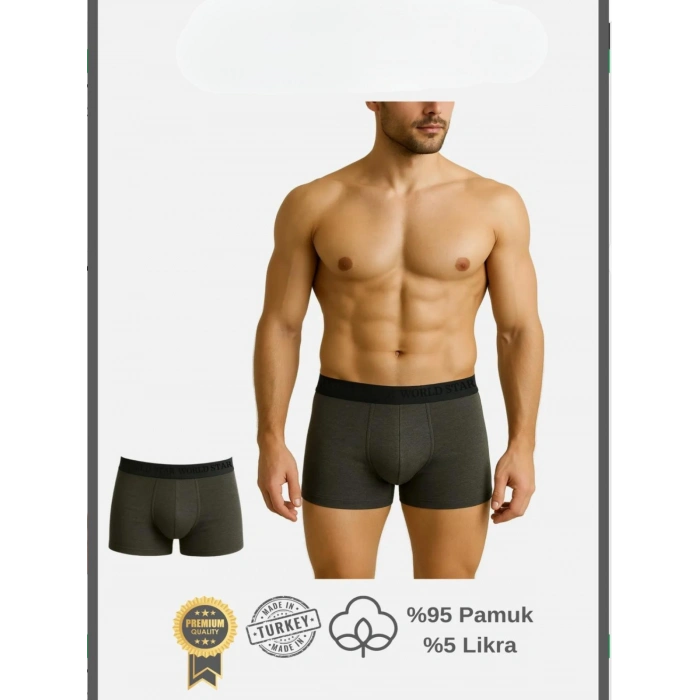 MARSiLYAN- Pamuklu Düz Antrasit Renk Erkek Boxer